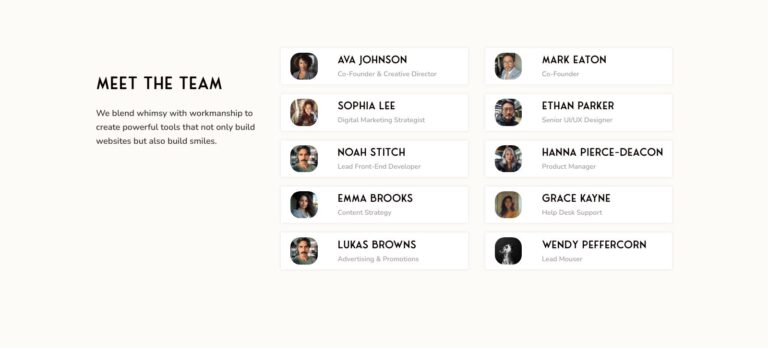 Meet the Team Cards Section